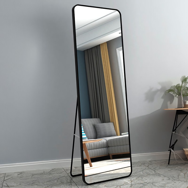 데보코 스탠드 부착형 전신거울, 블랙
