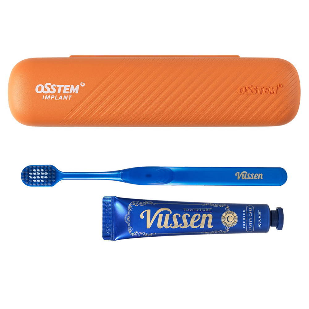 오스템 여행 휴대용 양치키트 뷰센 C 충치케어 치약 40g + 칫솔 세트, 1세트