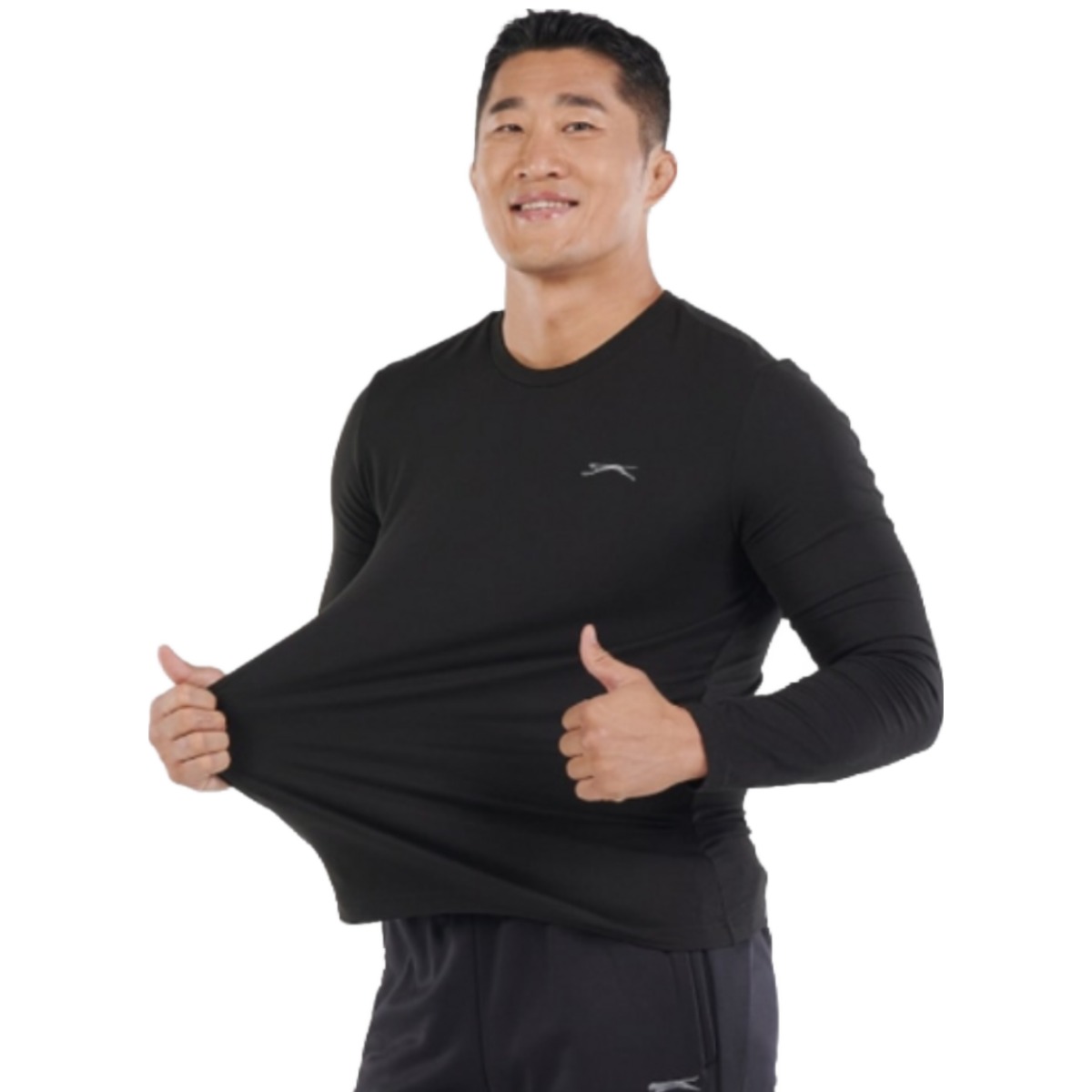 김동현 슬레진저 기능성 기모 티셔츠 히트텍 겨울작업복 보온 블랙 라운드 S24UR9105