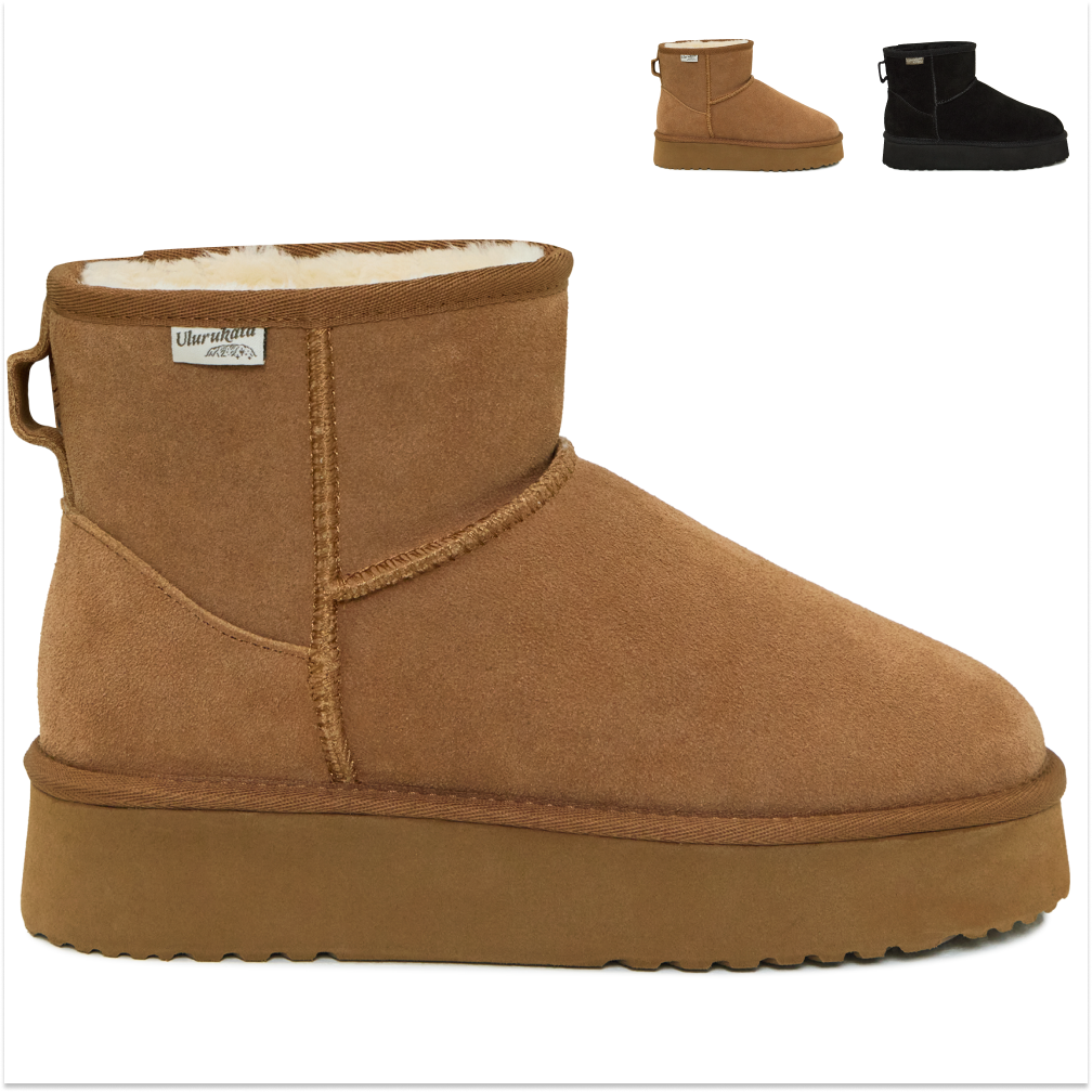 울룰루카타 천연소가죽 플랫폼 굽3.5cm 양털 겨울 방한 털부츠