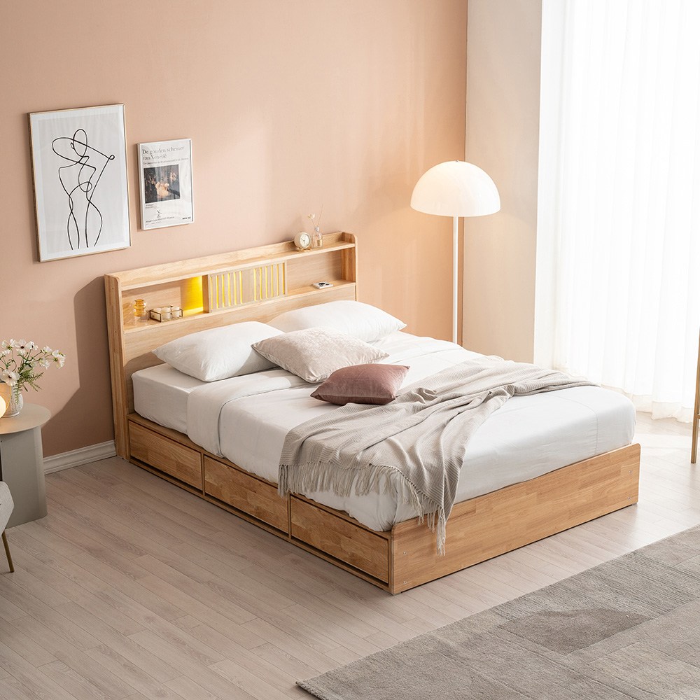 쿠팡 4위! 파로마 이즈 우든 LED 원목 수납 침대프레임, 직접 써보니?