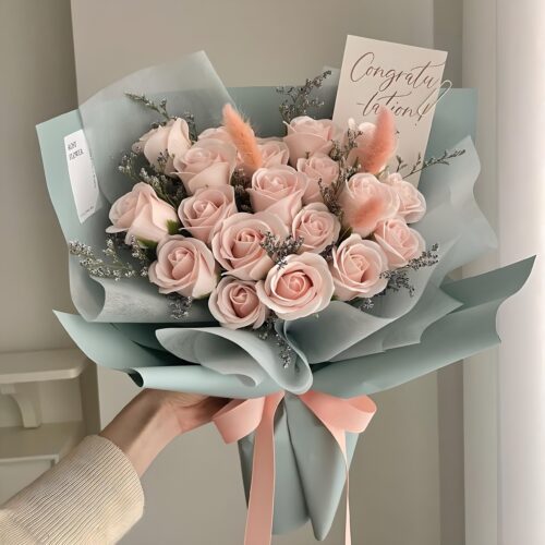 로지플라워스튜디오 졸업식 드라이플라워 비누꽃다발 핑크 장미 연주회 여자친구 기념일 학예회 꽃다발 비누꽃