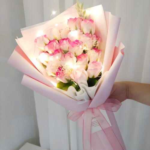 올스타 비누꽃다발 +LED무드등+ 쇼핑백 세트