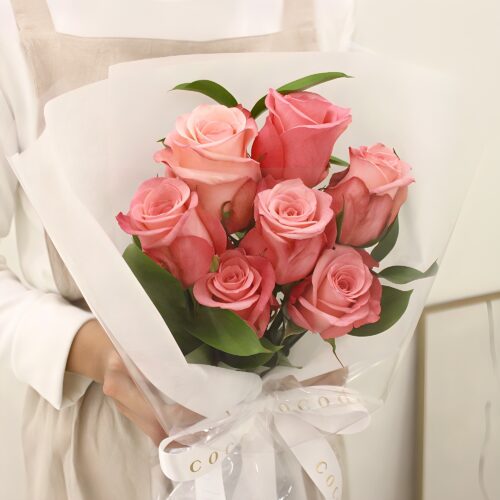 [로켓프레시] 코코도르팜 생화 장미 꽃다발, 핑크 장미