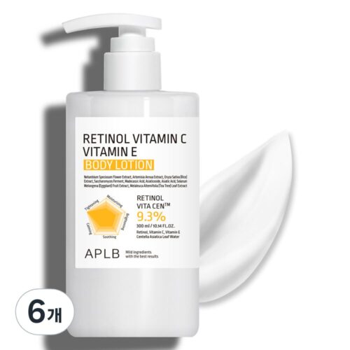 피부가 환해지는 촉촉함! 2025 쿠팡 바디로션 베스트셀러 TOP 10 8 APLB 레티놀 비타민C 비타민E 바디로션, 300ml, 6개