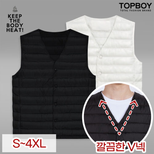 탑보이 빅사이즈 V넥 초경량 패딩조끼 (SCC4357PT)