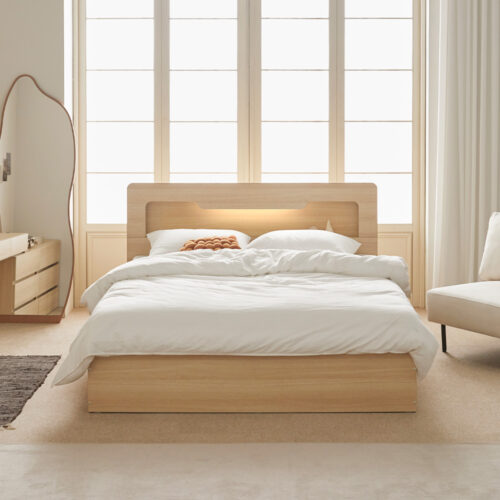 파로마 아몬드 수납 헤드 평상형 침대 + 본넬 라텍폼스 20t 매트리스 세트 방문설치