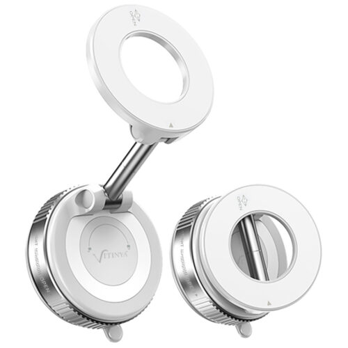 비티냐 360도 회전 접이식 진공 흡착 맥세이프 핸드폰 거치대 다이얼형, 1세트, 매트화이트