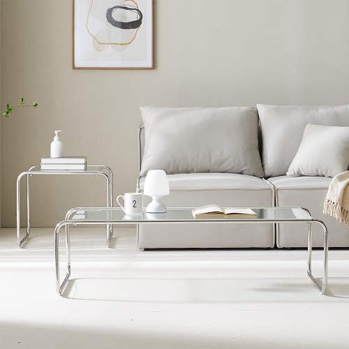 깔끔함의 끝판왕! 모노 스테인레스 강화유리 모듈 소파테이블로 거실 분위기 바꿨어요!