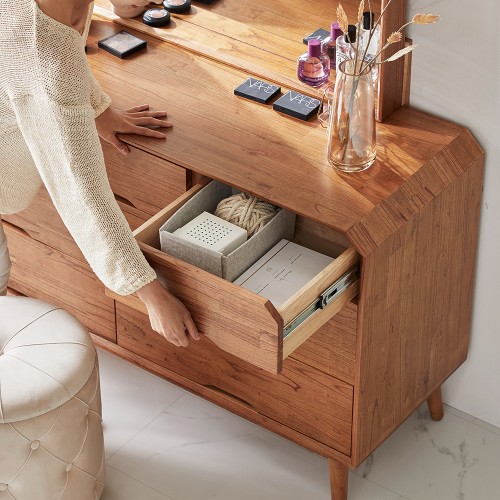 우리 집 거실을 빛낼 참죽나무 원목 루버린 화장대, 정말 반했어요!