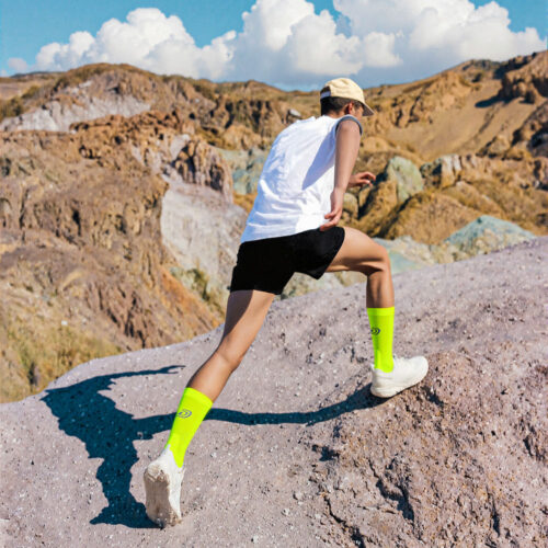 달리기 덕후 필수템! 던업 마라톤 스포츠 러닝 양말 네온그린 솔직 후기