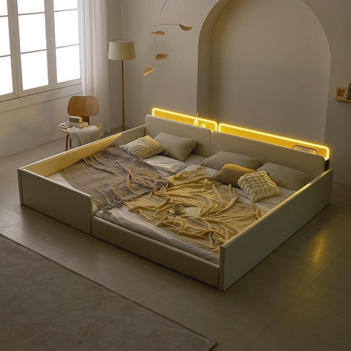 우리 가족 숙면 필수템! 국내제작 LED 저상형 패밀리 침대 솔직 후기