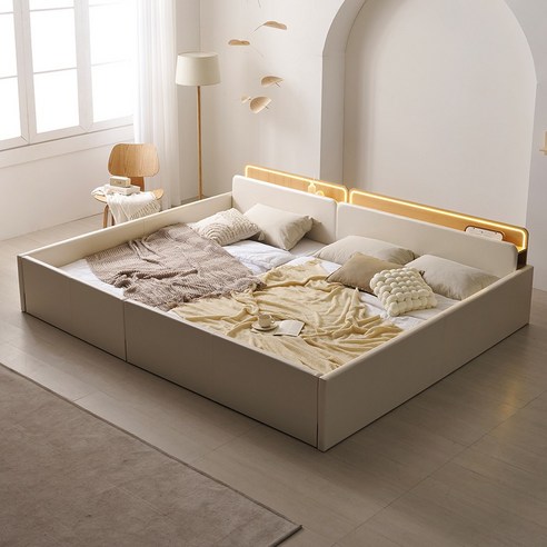 우리 가족 숙면 필수템! 국내제작 LED 저상형 패밀리 침대 솔직 후기