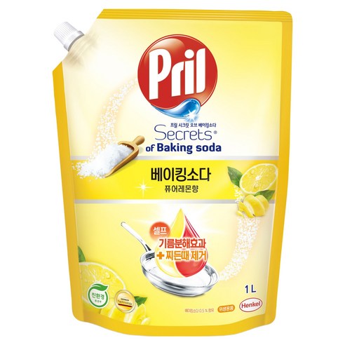 설거지가 즐거워지는 마법! 프릴 시크릿오브 베이킹소다 주방세제 퓨어레몬향 리필 1L 솔직 후기