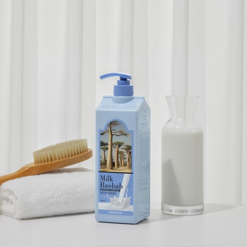 [내돈내산] 밀크바오밥 바디워시 화이트머스크향 1L, 촉촉함과 향기 모두 잡다!