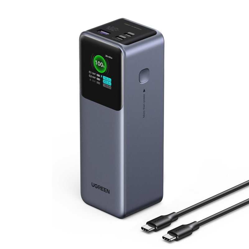 UGREEN 유그린 Nexode 200W 보조배터리 25000mAh 대용량 보조배터리고속충전 PD 3.1 고속 충전 3포트 보조베터리 240W C-타입 고속 충전 케이블 포함, Grey, PB722