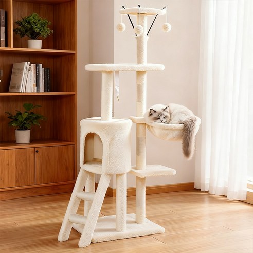 우리 냥이 겨울 인생 캣타워! 따뜻하고 아늑한 중대형 플리스 캣타워 후기