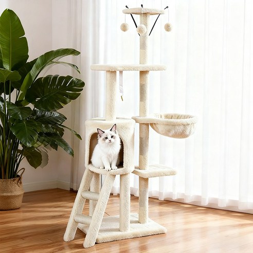 우리 냥이 겨울 인생 캣타워! 따뜻하고 아늑한 중대형 플리스 캣타워 후기