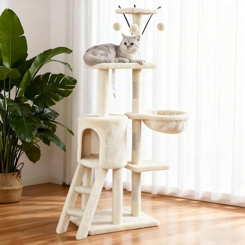 우리 냥이 겨울 인생 캣타워! 따뜻하고 아늑한 중대형 플리스 캣타워 후기