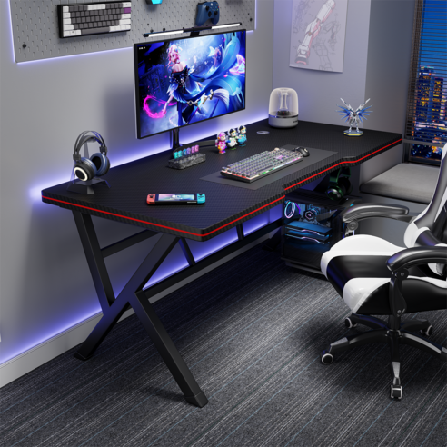 내 게임 환경을 업그레이드할 카본 패턴 1인용 게이밍 컴퓨터 철제책상!