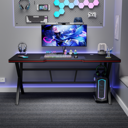 내 게임 환경을 업그레이드할 카본 패턴 1인용 게이밍 컴퓨터 철제책상!