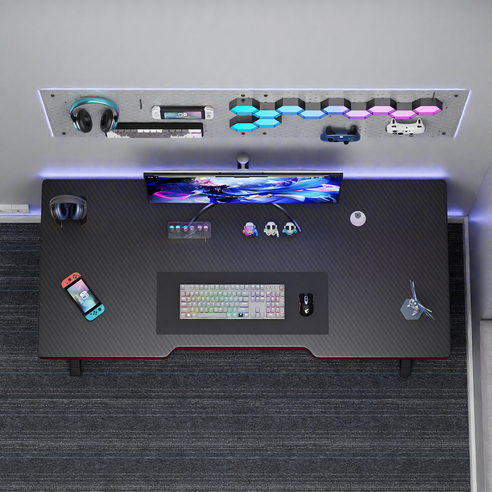 내 게임 환경을 업그레이드할 카본 패턴 1인용 게이밍 컴퓨터 철제책상!